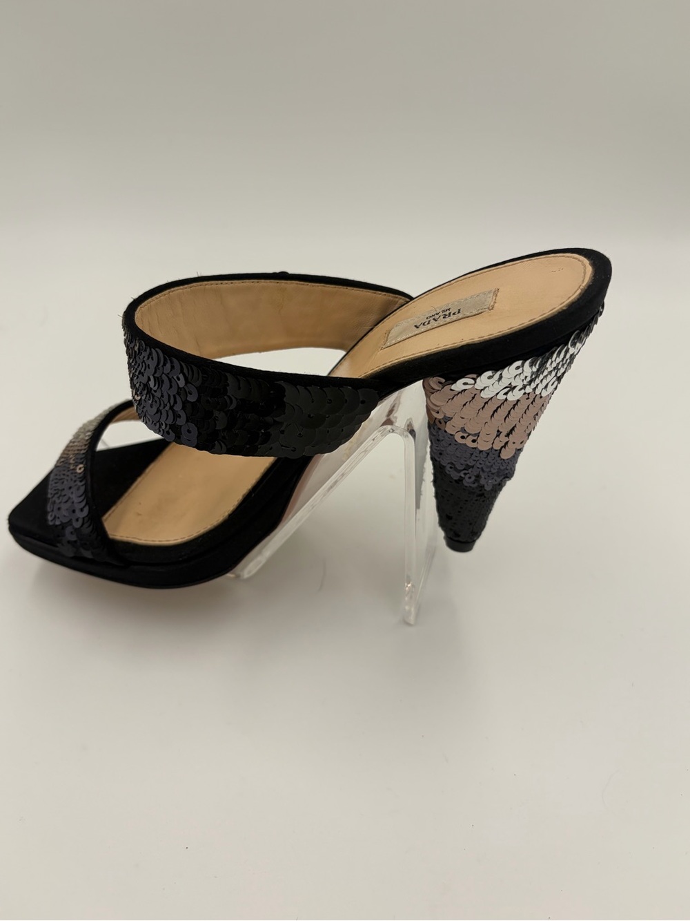 Prada Runway sequin Heels Sandals Slingback Mules 90s Size 35 US 5 New - Picture 11 of 16